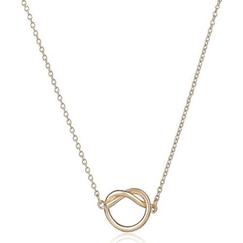 Wholesale 10Pcs New Maxi Colar Simple Love Heart Knot Pendant Couple Jewelry Mix Color Lots Women Link Chain For Your Angel