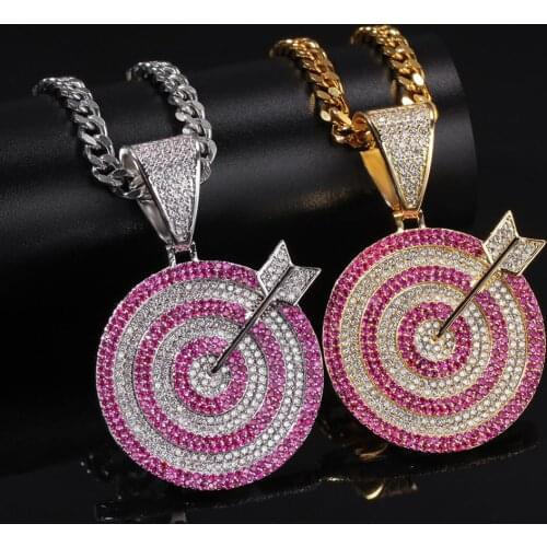 Hip Hop Claw Setting AAA CZ Stone Bling Ice Out Darts Pendants Necklace for Men Rapper Jewelry with 5mm 28inch Cuban Chain