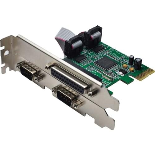 PCIE X1 To RS232 Serial Port COM DB25 Printer Parallel Port LPT RS-232 to PCIExpress Card Adapter Converter MCS9901 Chip