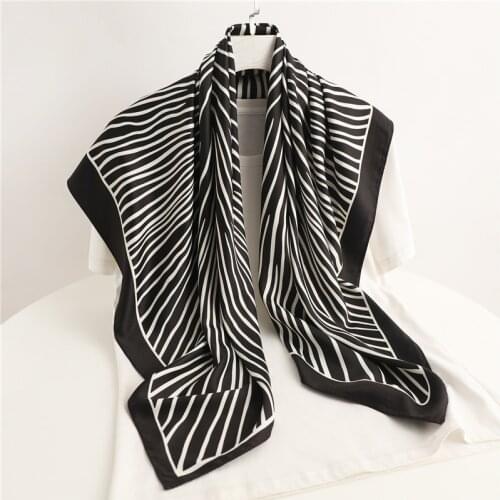 Summer Twill Square Scarf For Women Headscarf Neckerchief Design Headband Hair Wrap Print Shawl Female Foulard Hijab Bandana