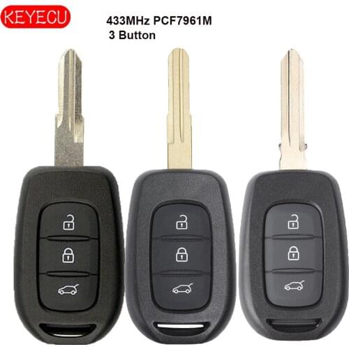 Keyecu Remote Key Fob 3 Button 433MHz PCF7961M for Renault Duster Dokker Trafic Master Logan 2013-2017