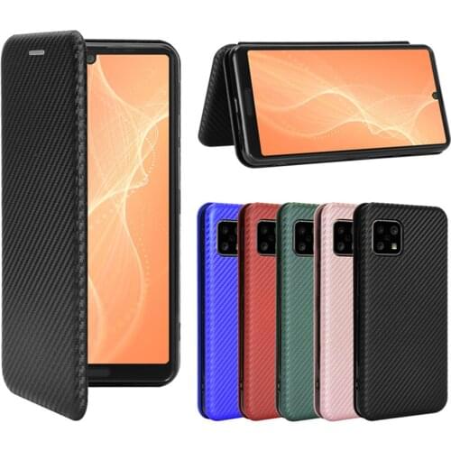 For Sharp Aquos Sense 4 Luxury Flip Carbon Fiber Skin Magnetic Adsorption Case For Sharp Aquos Sense 4 Plus Sense4 Phone Bags