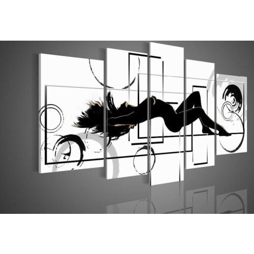 Hand-painted wall art sleeping Flash beauty picture decoration abstract Landscape oil painting on canvas 5pcs/set framed