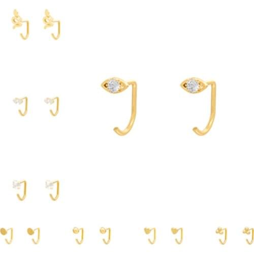 Canner Retro Stud Earring For Women U-shaped Back Hanging Series Snake/Heart Shape Pendientes 925 Sterling Silver Luxury Earring