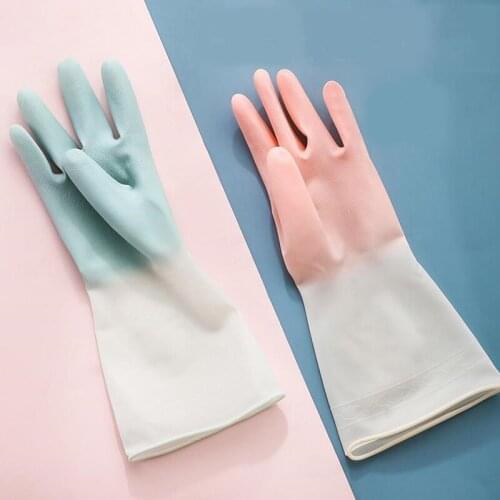 Yocada 1Pair Silicone Cleaning Gloves Dishwashing Cleaning Gloves Scrubber Dish Washing Sponge Rubber Gloves Cleaning Tools