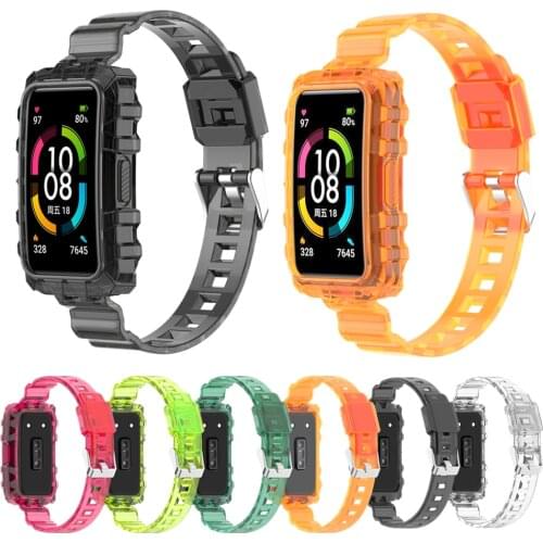 Silicone Watch Band For Huawei Band 6 Strap Soft TPU Clear Wristbands For Honor Band 6 Replacement Bracelet Sport Watchstrap