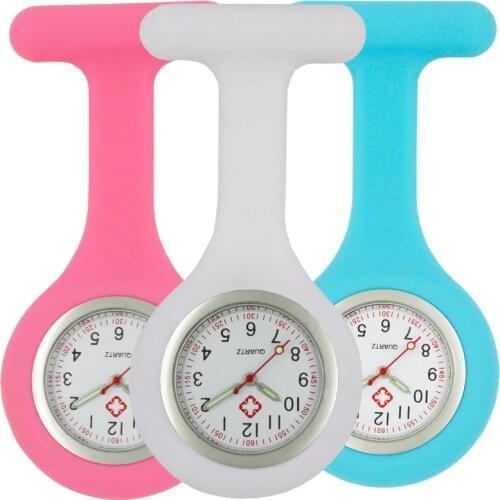 10pcs/lot Luminous pointer silicone soft nurse watches mens women ladies doctor pocket watches medical doctor quartz watches