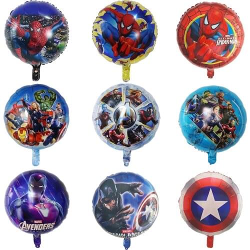 10pcs 18inch Avenger Superhero Captain America Spider Iron Man Foil Helium Balloons Happy Birthday Party Decorations Kids Toys