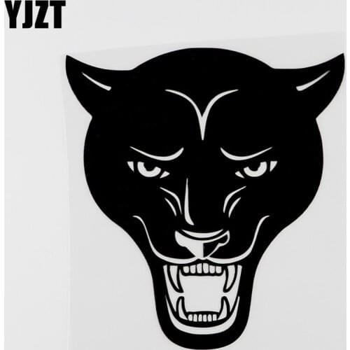 YJZT 13.8CMX14.7CM Decor Panther Head Animal Predator Evil Vinyl Car Sticker Black /Silver 13C-0196