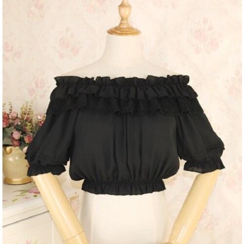 Ruffle Lolita Blouse Women Gothic Victorian Shirt Kawaii Clothing Vintage Princess Tops Party Cosplay Lolita Clothes DCC006