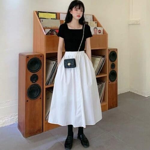 Plus size Long Skirt 2020 Summer Autunm Ladies Korean style White red cotton linen School Skirt vintage party skirts M-7XL 8XL