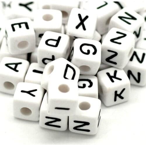 100pcs Mixed Diverse Cubic Acrylic Letter/ Alphabet Spacer Beads 10x10mm diy Crafts