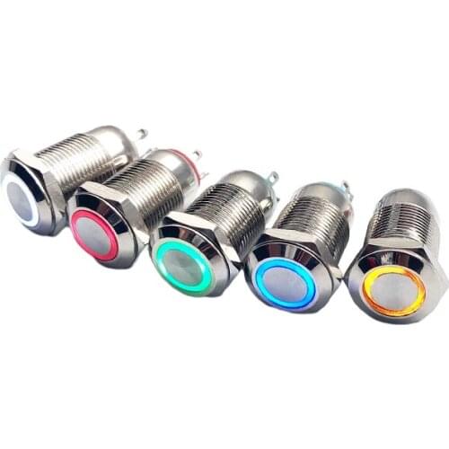 12 / 16 / 19 / 22mm Led Metal Button with Light Waterproof Button Self Reset Inching Self-locking Switch Car Refitting