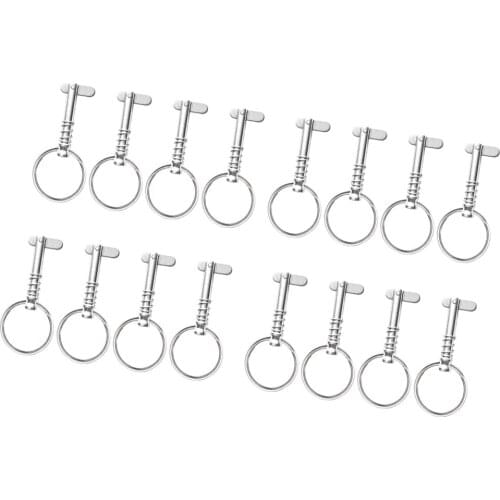 16pcs Marine Boat Bimini Top Hinge Quick Release Spring Pins 1/4" With Rings