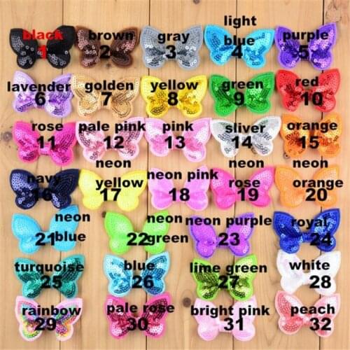 5cm sequins butterfly hair bows patches sew-on stick-on EL34