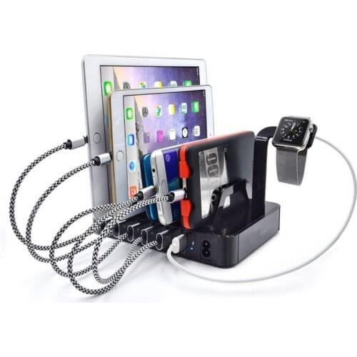 6 Port USB Charging Base Tablet PC holder stand Charger for Mobile phone Pad Ipad Tablet Iphone Apple Watch