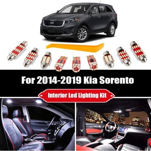 9 Bulbs For Kia Sorento 2014-2017 2018 2019 White LED Car Reading Light Interior Kit Map Dome Trunk License Lamp No Error