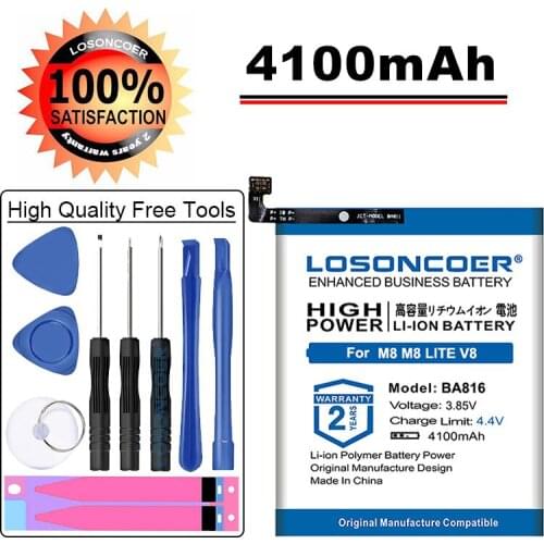 LOSONCOER BA816 4100mAh High Capacity Battery For Meizu M8 M8 Lite M816Q V8 Phone Batteries~In Stock