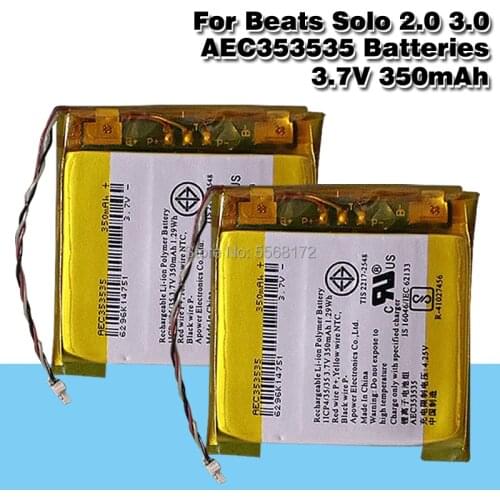 3.7V 350mAh For Beats Solo 2.0 3.0 AEC353535 Wireless Headphone Battery