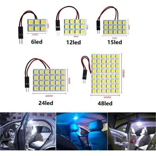 Auto T10 Festoon 5050 6/9/12/15/18/20/24/36/48 SMD Panel light white/ice blue Car LED Reading Dome Trunk lamp bulb 12V Lights