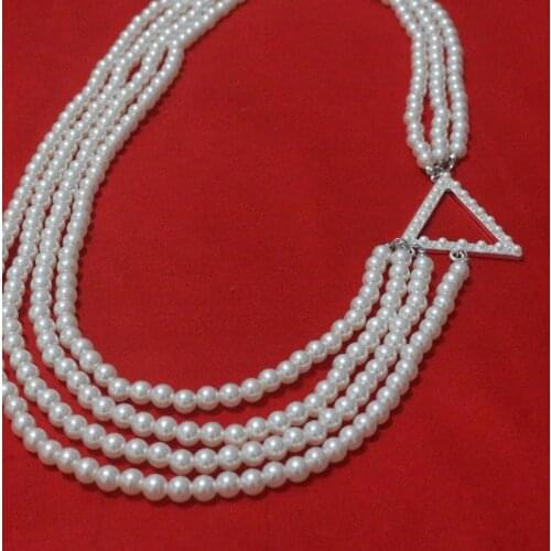 Free Drop Shipping Fashion Handmade DIY Triangle Delta Greek Sorority Pearl Dance Party Choker Necklaces Jewelry Gift for Women