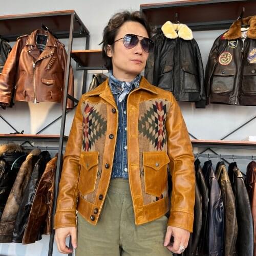 CD399 Cidu Read Description! Super Quality Coat Genuine Cow Leather Outerwear Cowhide Stylish Navajo Jacket