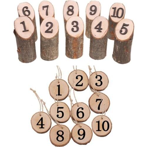 1-10 Wooden Table Numbers & 1-10 Numbers Wooden Hanging Table Cards Place Holder Table Number Figure Card Digital Seat