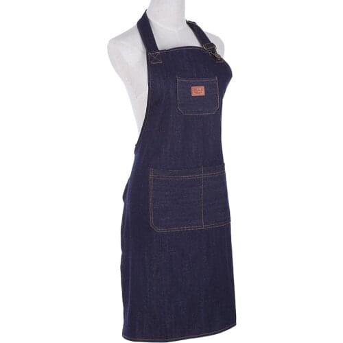 Denim Apron Home Kitchen Cute Fashion Canvas Waterproof and Oil Proof Working Shoulder Strap Bakery Shop Overalls