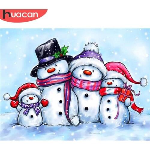 HUACAN 5d Diamond Painting Snowman Winter DIY Diamond Embroidery Cross Stitch Christmas Handicraft Home Decor Kits