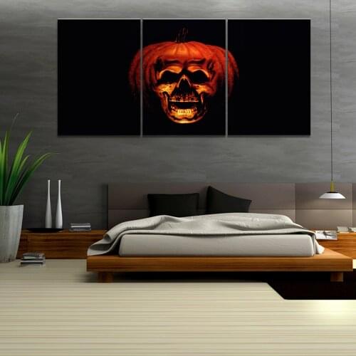 Art HD print 3 piece canvas painting Halloween pumpkin posters wall art pictures for living room home decorarion wholesale