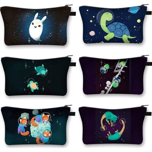 Space Astronaut Tortoise Cosmetic Bag Koala/Giraffe Girl Travel Cosmetic Case Storage Bag Woman Shopping Coin Purse Gift
