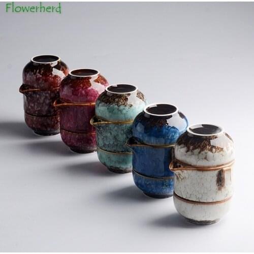 Creative Ceramic Porcelain Kung Fu Tea Set Teaware One Tea Pot Two Tea Cups Simple Tea Making Set High-end Travel Tea Set