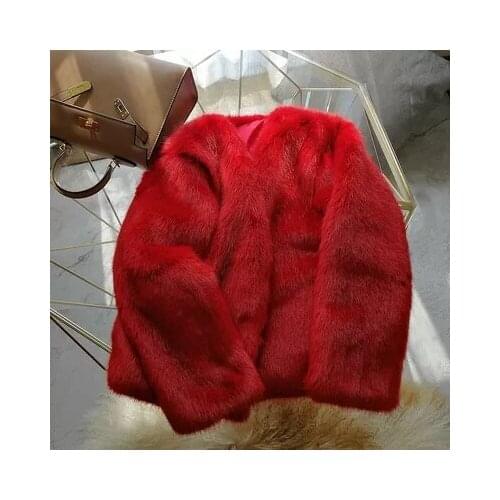 Top brand Style High-end New Fashion Women Faux Fur Coat S44 high quality