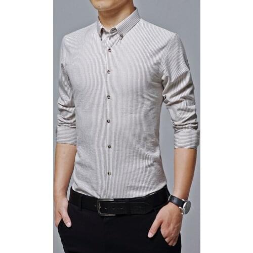 2019 New style Plus Large Size 5XL Mens Business Casual Long Sleeve Shirt Classic Striped Male Social Dress Shirts