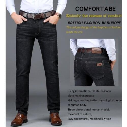 SULEE Brand 2021 Mens Jeans Straight Fit Elastic Cotton Trousers Male Jeans Pants Brand Clothes