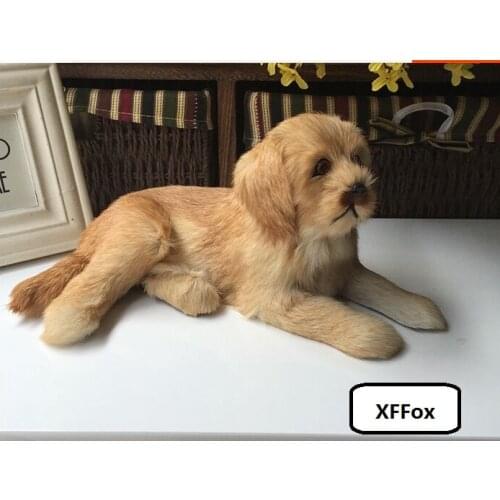 New real life lying dog model plastic&furs golden dog doll gift about 30x13x17cm xf1587