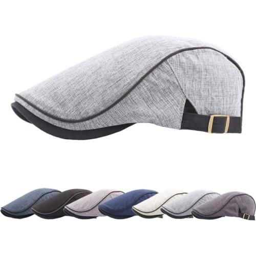 New Men Breathable Hats Spring Summer Cotton Berets Linen Youth British Outdoor Cap Sun Man Woman Hat