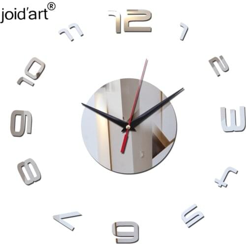 New arrival 3d digits wall clock sticker set creative diy mirror acrylic glass clocks modern design home decoration rushed