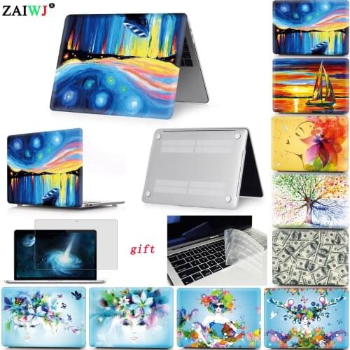 New print Laptop Case For MacBook Air Pro Retina 11 12 13 15 for Mac New Pro 13.3 15.4 inch with Touch Bar + Keyboard Cover