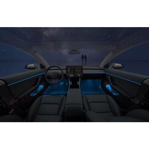 Ambient Light Set For Tesla MODEL 3 2019-2020 Screen Control Decorative LED 64 colors Atmosphere Lamp illuminated Strip