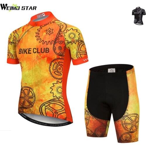 Weimostar Pro Team Yellow Cycling Jersey Bib Shorts Set Summer MTB Bike Jersey Ropa Ciclismo Quick Dry Bicycle Cycling Clothing