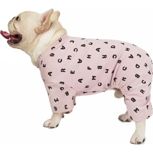 Cotton Dog Letter Pajamas Jumpsuit Pug Schnauzer Clothing Pet Outfit Overall Poodle Bichon Dog Pyjama Pijama Bulldog Clothes