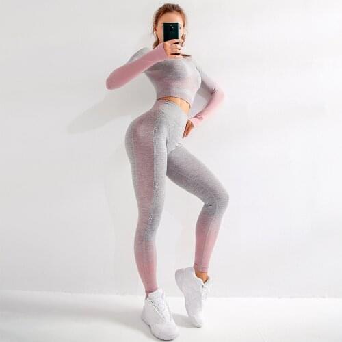 Sexy Women clothes Seamless two piece set fashion Set Fitness Leggings+crop top Suit Tracksuit Active Wear gym leggings pants