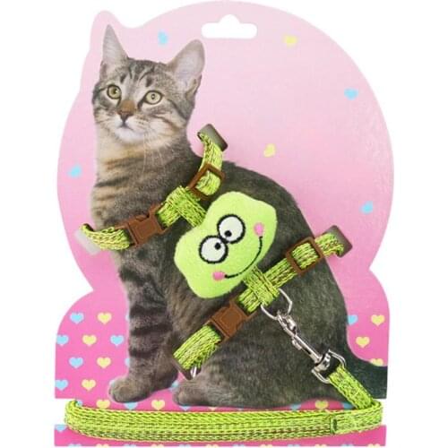 Pet Harness Adjustable Cartoon Kitten Harness Cat Vest Harness with Pet Leash for pet Dogs walking harness поводок для собак