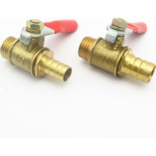 6mm 8mm 10mm 12mm Hose Barb x 1/8" 1/4" 3/8" 1/2" BSP Male Thread Two Way Brass Pneumatic Shut Off Ball Valve Pipe Fitting