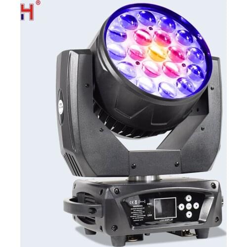 LED Zoom Wash 19x15W RGBW 4in1 Lyre Beam Moving Head Light Wash Moving Head Light Professional DJ