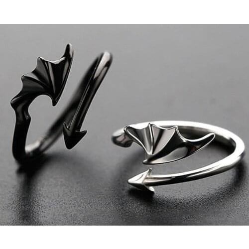 Punk Style Titanium Brass Koakuma Little Devil Dragon Gothic Evil Vampire Rings Open Ring Party Jewelry Accessories