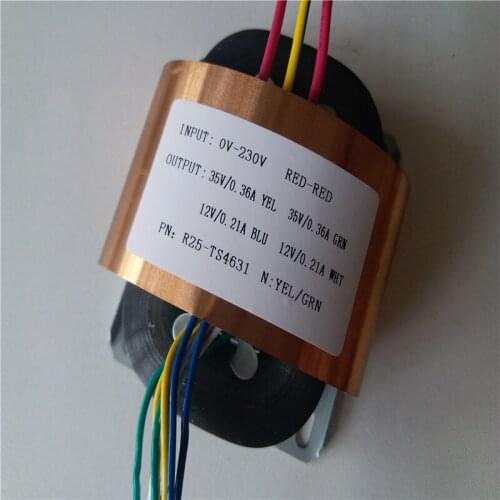 2*35V 0.36A 2*12V 0.21A Transformer R Core R25 custom transformer 230V 30VA with copper shield for Pre-decoder HIFI power supply