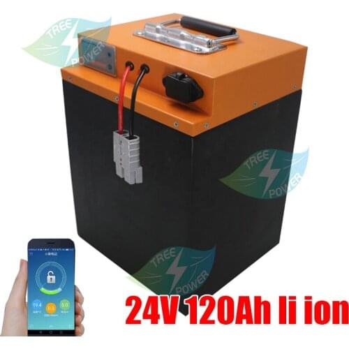 24V 120Ah Lithium ion battery pack with BMS for solar pannel energy storage motorhome emergency power supply + 10A Charger