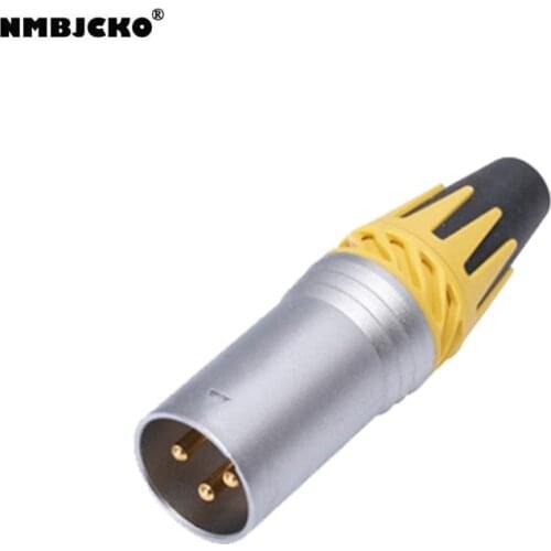High quality new 10pcs/lot 3 Pin Pole XLR male Audio Cable Connector Mic Microphone Silver with water-proof
